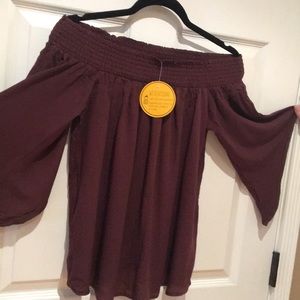 Burgundy Off the Shoulder Top